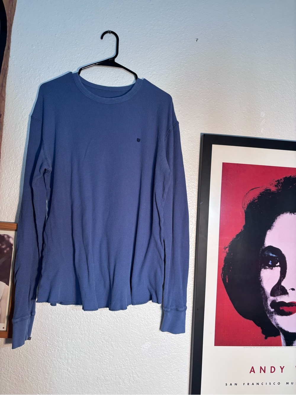 Brixton Slate Blue Waffle Knit Long-Sleeve Crew